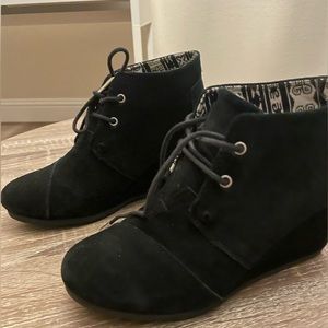 Black Toms Wedge Booties